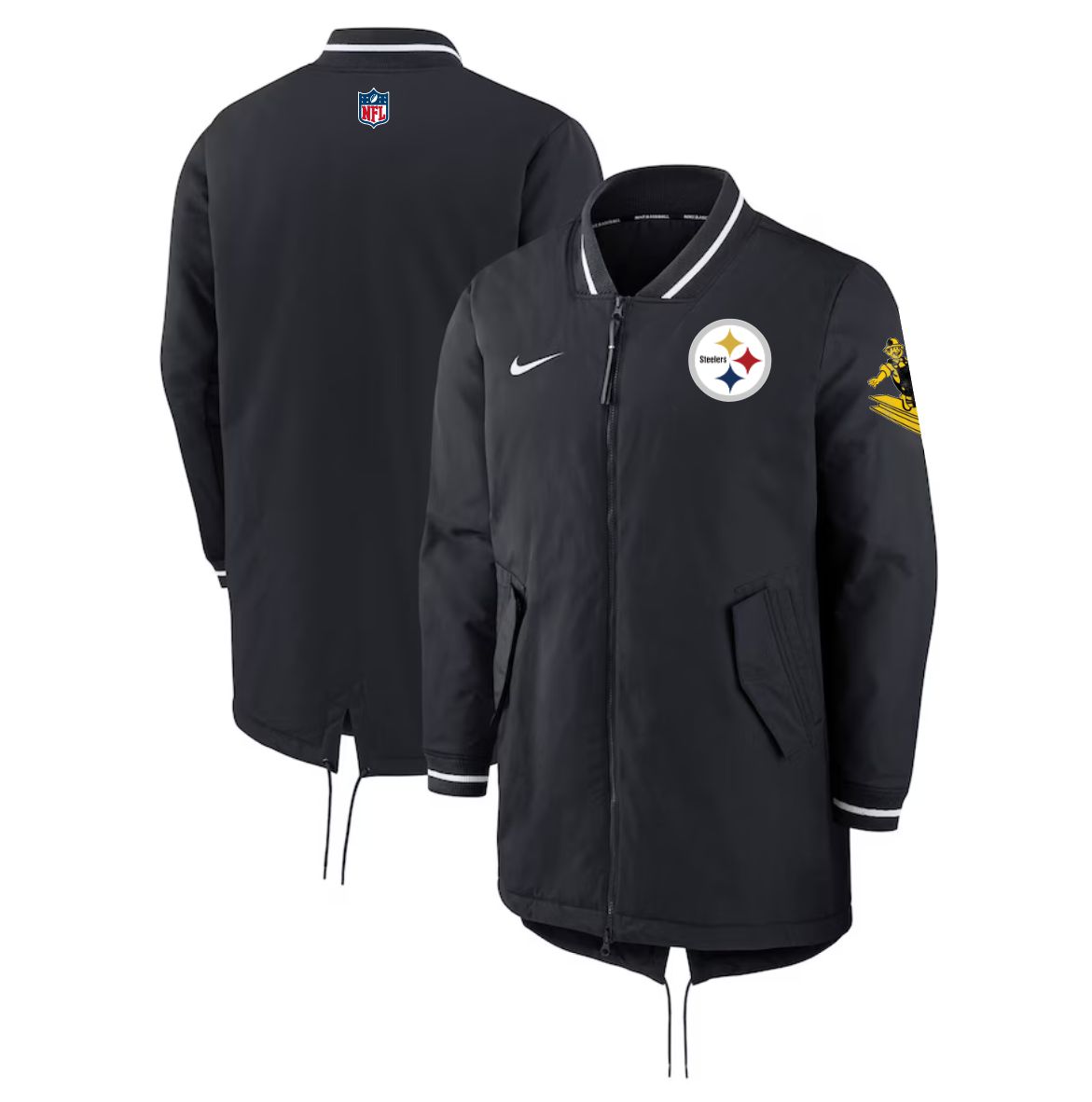 Men 2026 NFL Pittsburgh Steelers black Extended Cotton Jacket style 01